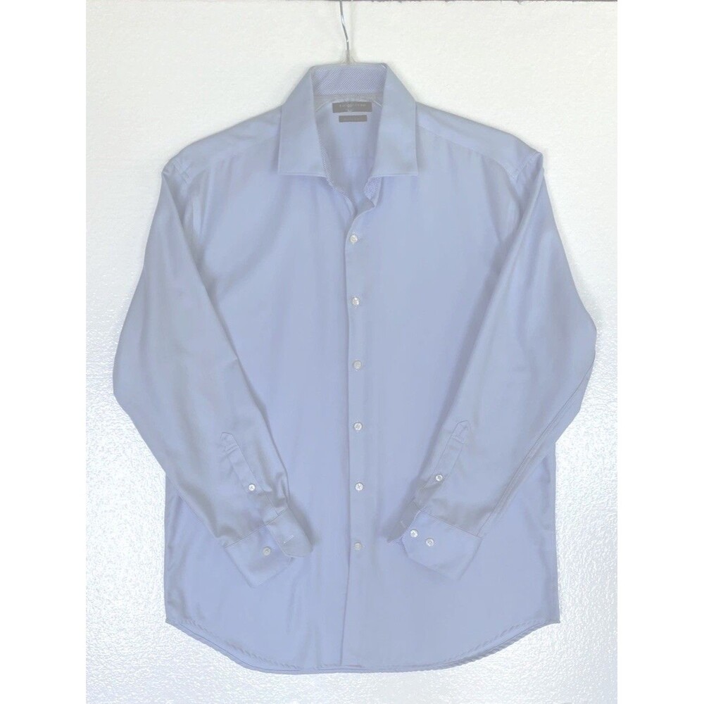 TAILORBYRD COLLECTION NON-IRON TRIM FIT SHIRT SZ 16.5 32/33 Blue Textured Weave